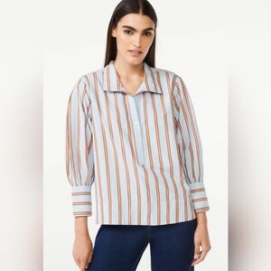 100% Cotton Trendy Striped Top with Buttons